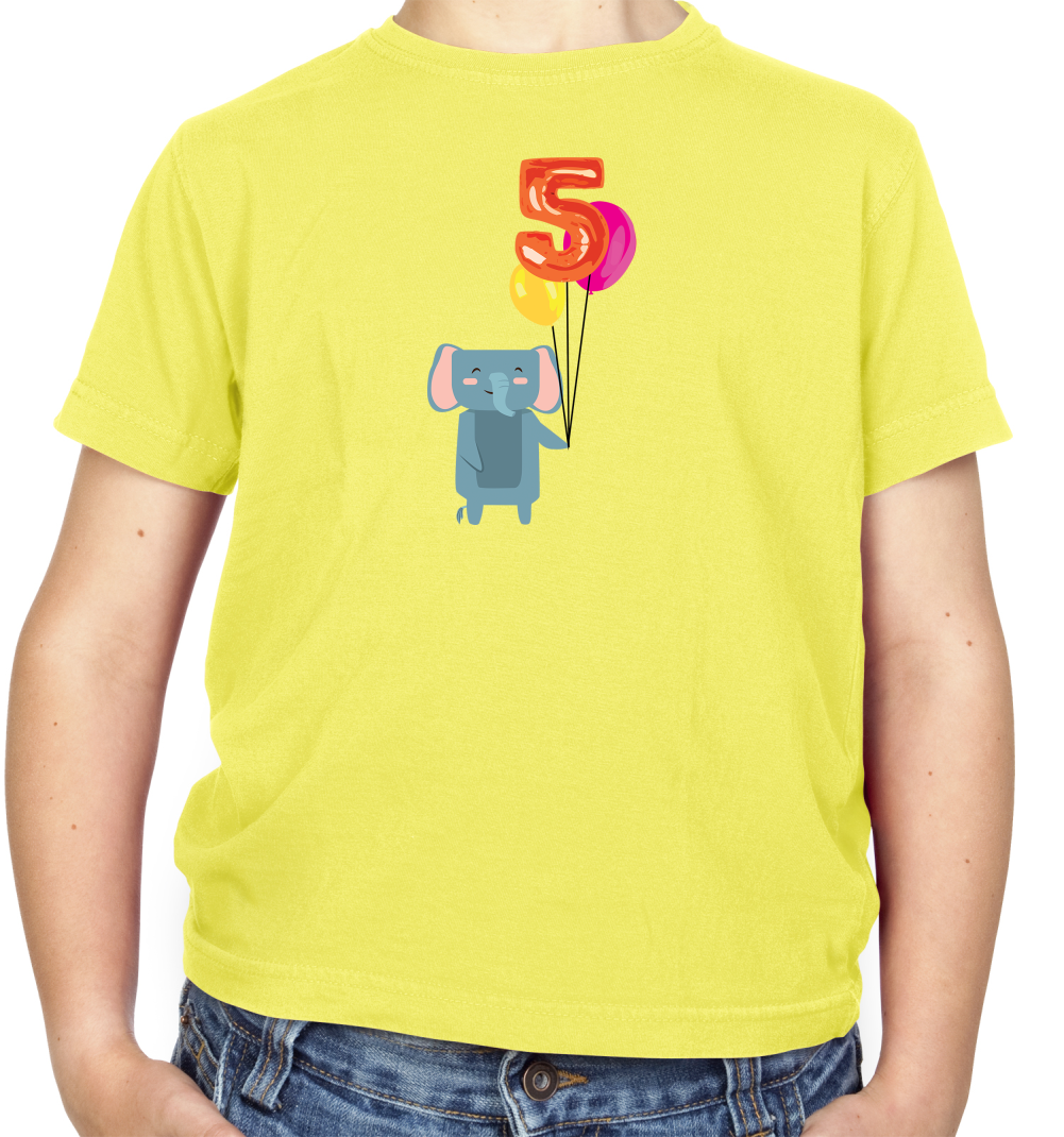5th Birthday Elephant Kids T Shirt