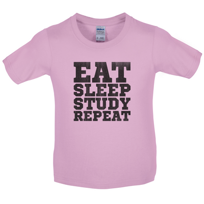Eat Sleep Study Repeat Kids T Shirt