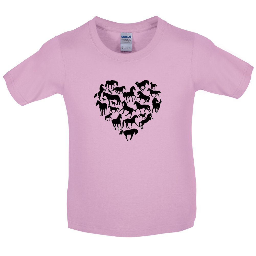 Love Heart Horse Kids T Shirt