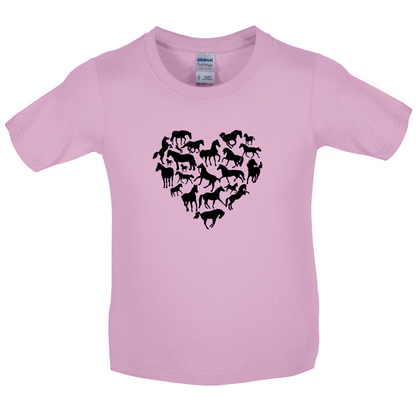 Love Heart Horse Kids T Shirt
