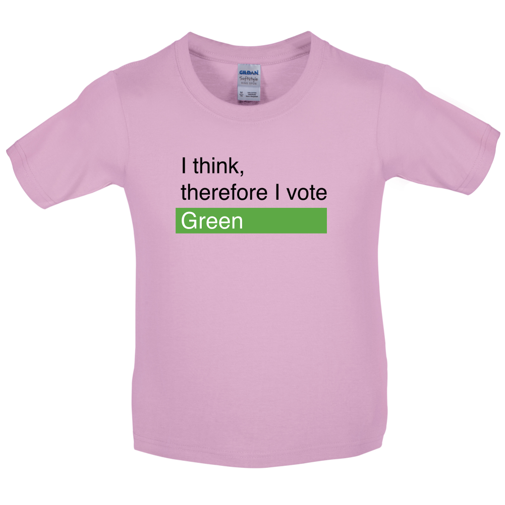I think, therefore I vote Green Kids T Shirt