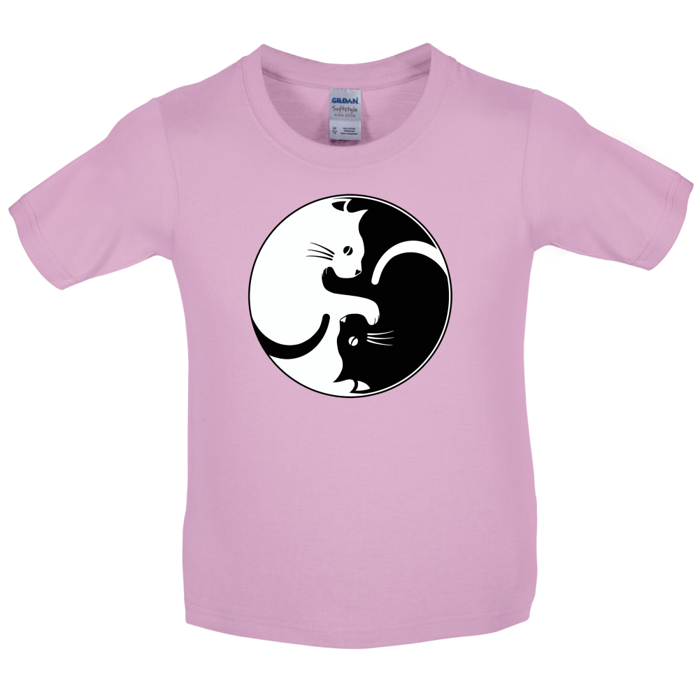 Yin Yang Cat Kids T Shirt