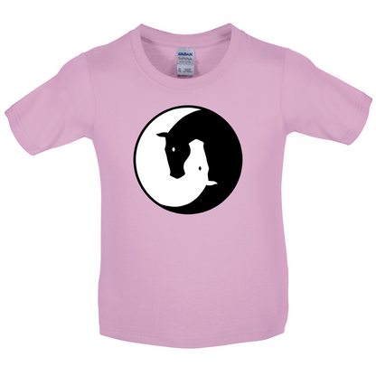 Yin Yang Horses Kids T Shirt