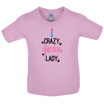 Crazy Unicorn Lady Kids T Shirt