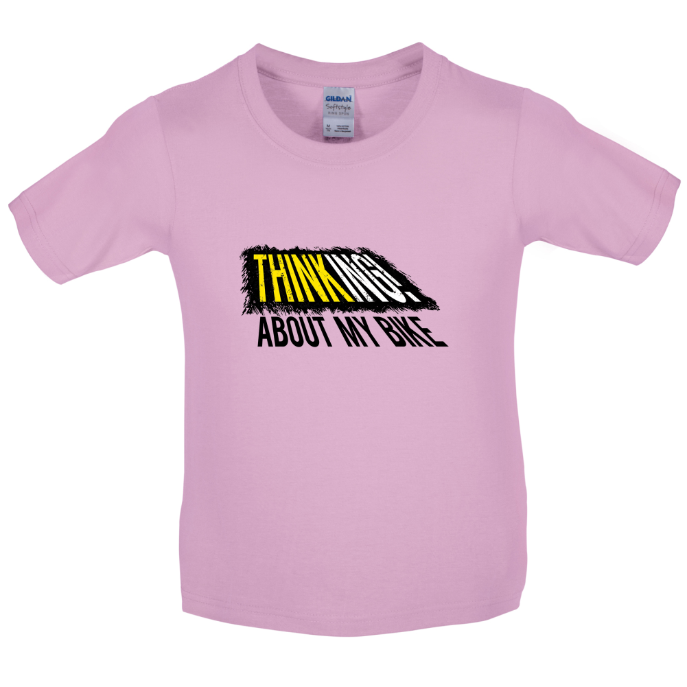 Thinking About My Bike Kids T Shirt