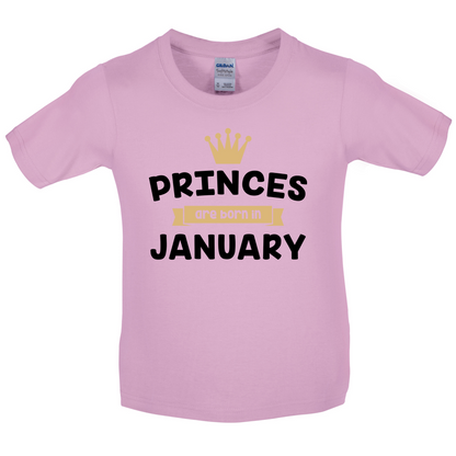 Princes Are Born In January Kids T Shirt