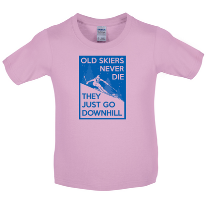 Skiers Go Downhill Kids T Shirt