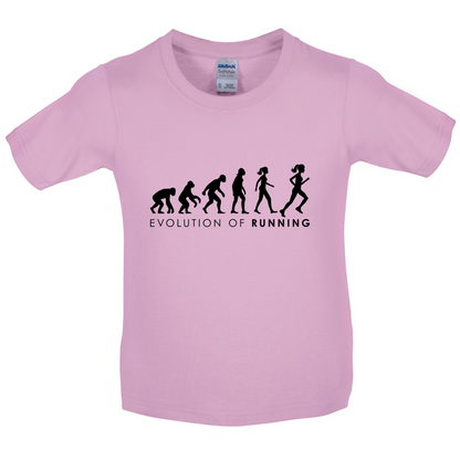 Evolution Of Woman Running Kids T Shirt