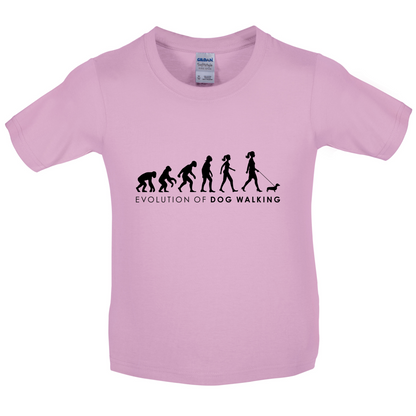 Evolution Of Woman Dog Walking Kids T Shirt