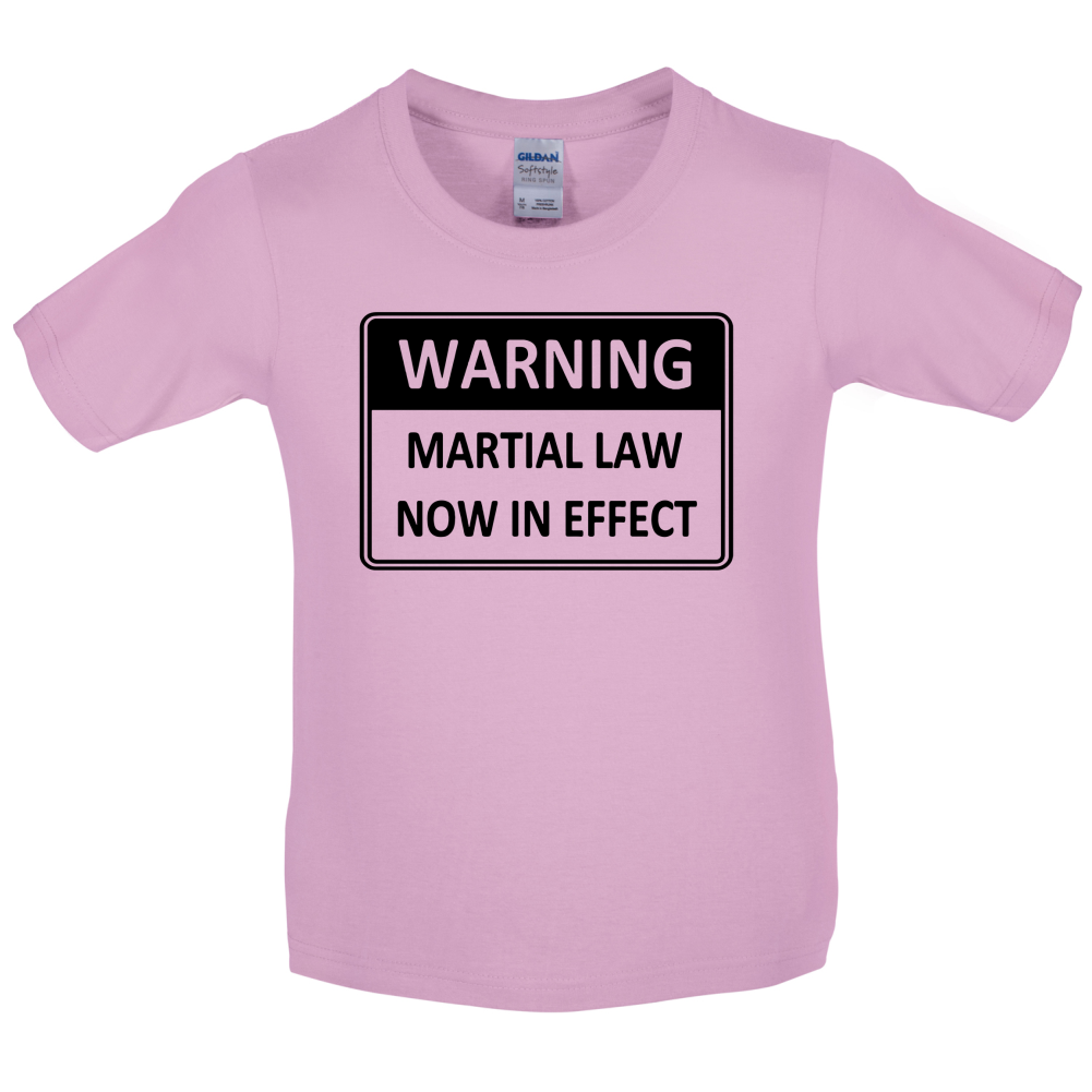 Warning Martial Law Now in Effect Kids T Shirt