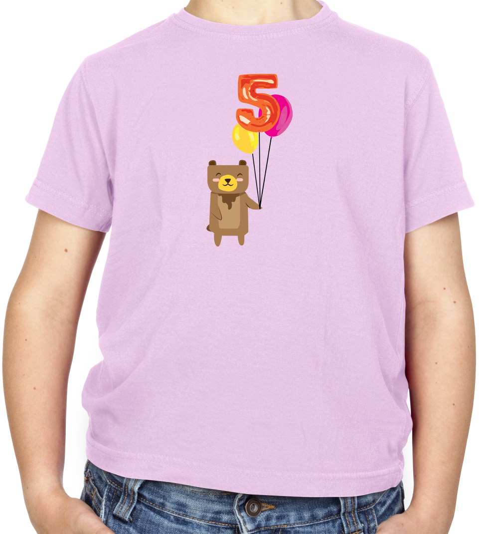 5th Birthday Bear Kids T Shirt