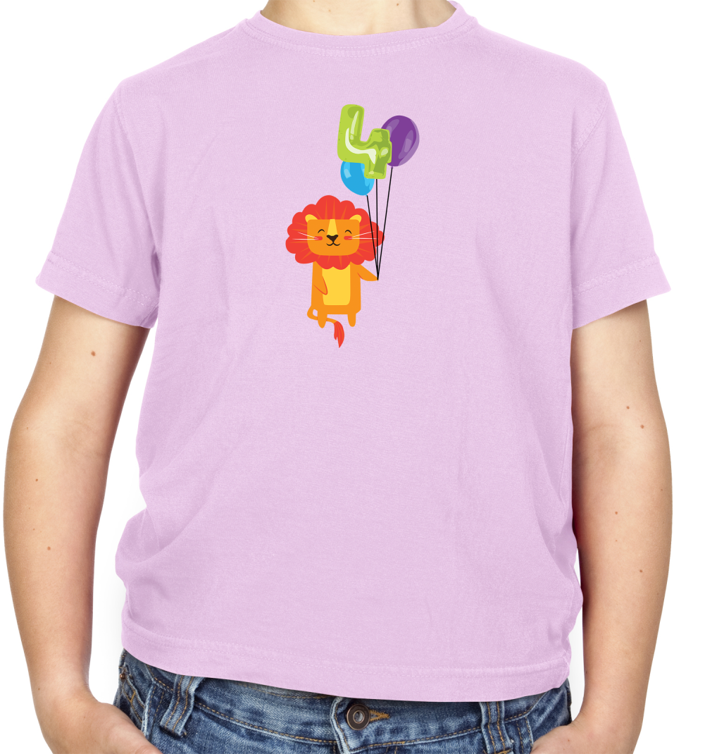 4th Birthday Lion Kids T Shirt