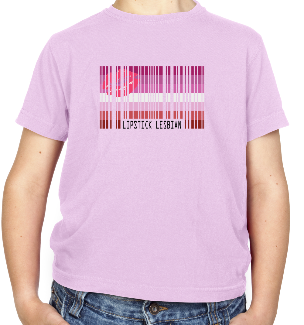 LGBT Barcode Flags - Lipstick Lesbian Kids T Shirt