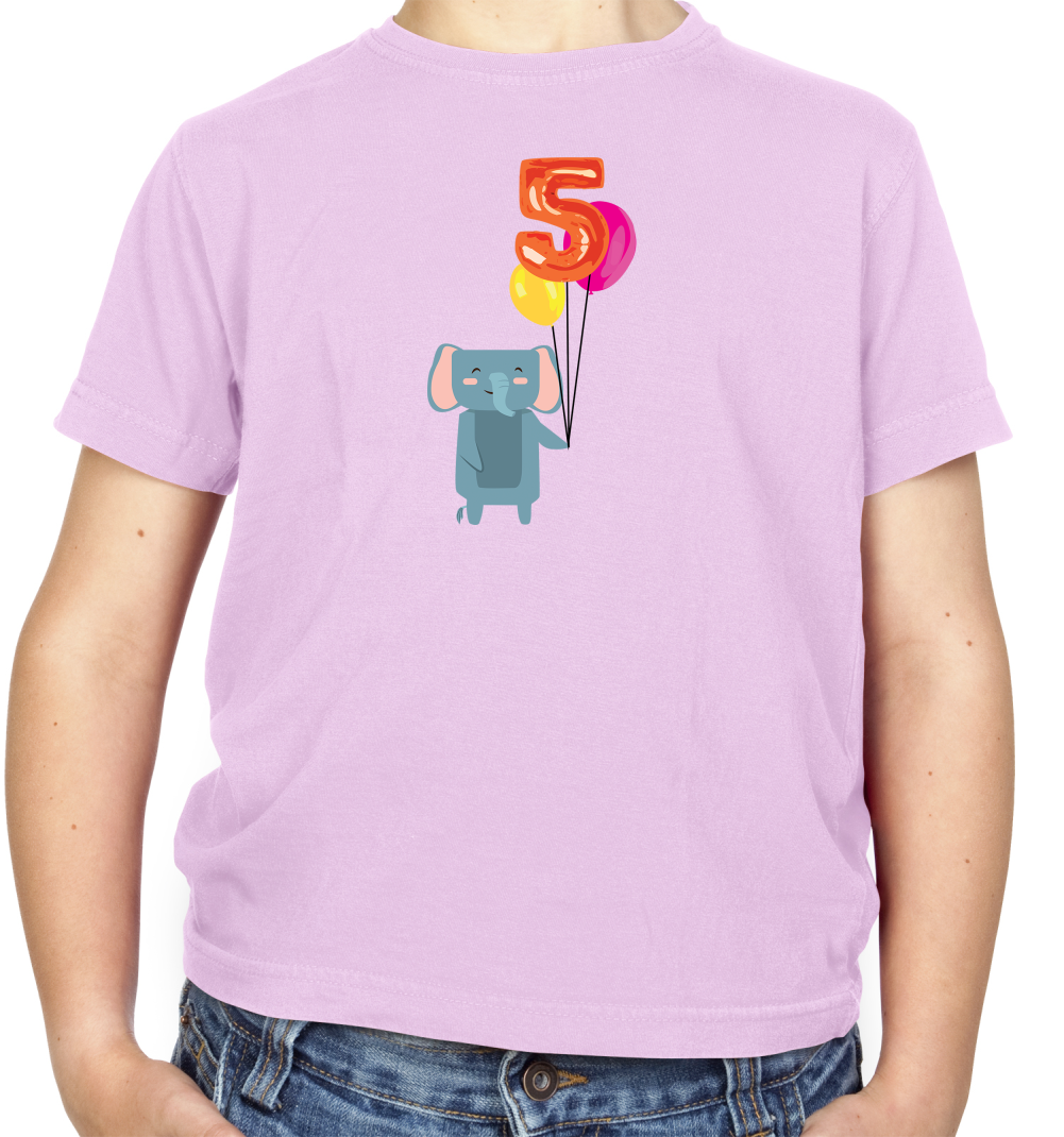 5th Birthday Elephant Kids T Shirt