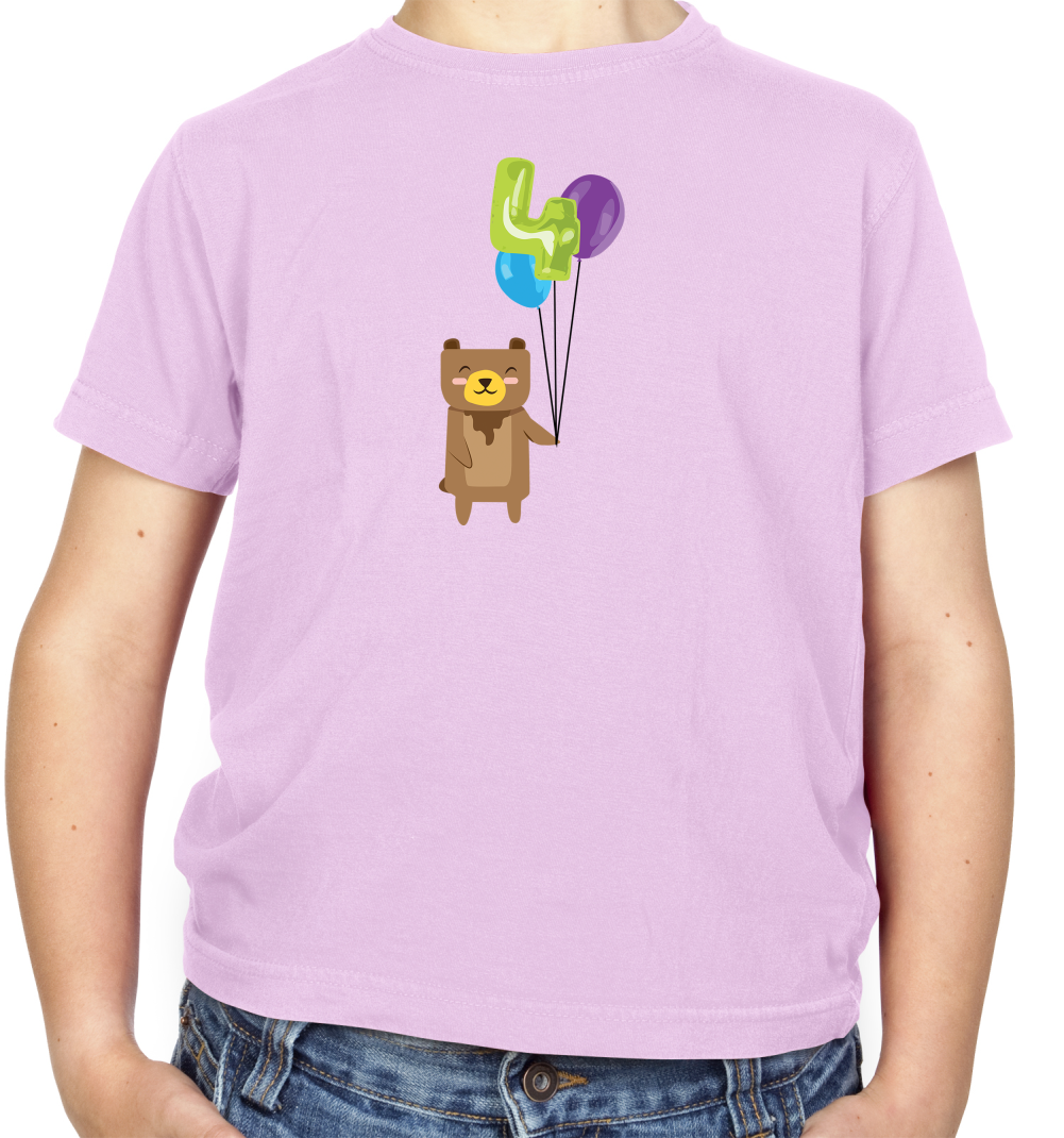 4th Birthday Bear Kids T Shirt