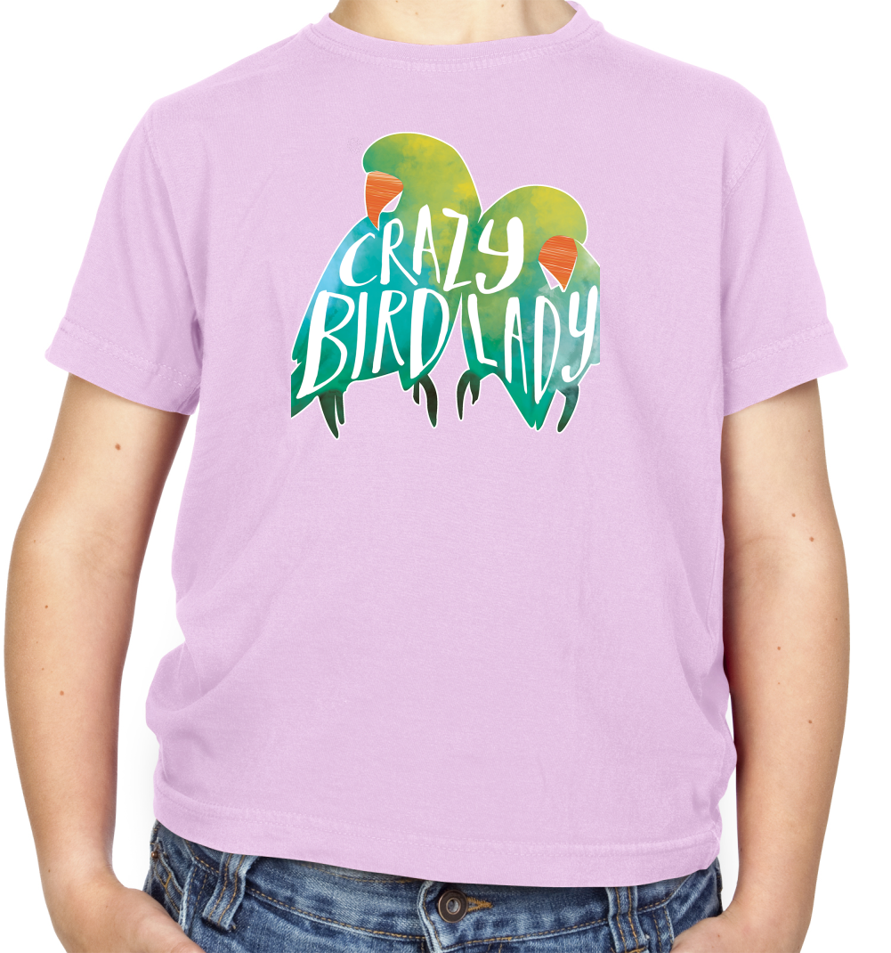 Crazy Bird Lady Kids T Shirt