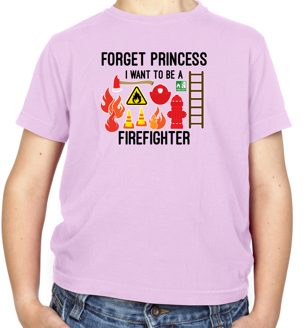 Forget Princess FireFighter Kids T Shirt