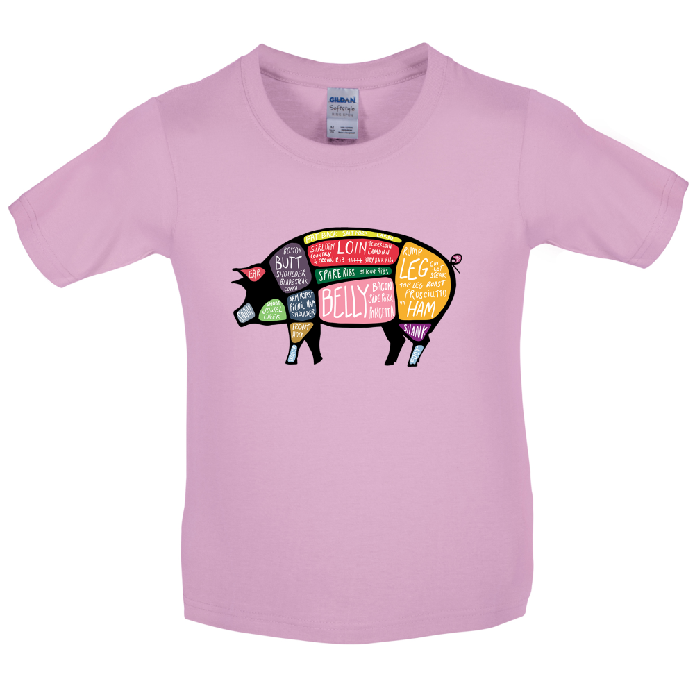 Butcher Pig Diagram Kids T Shirt