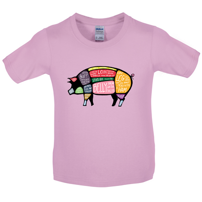 Butcher Pig Diagram Kids T Shirt