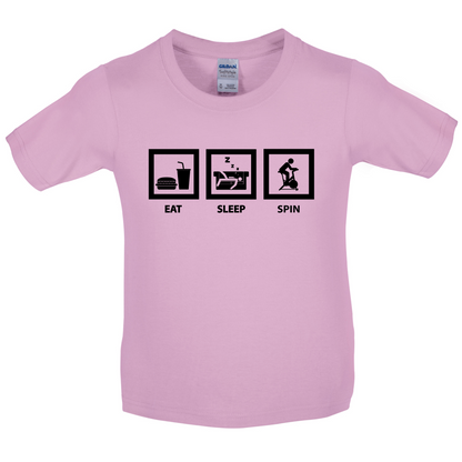 Eat Sleep Spin Kids T Shirt