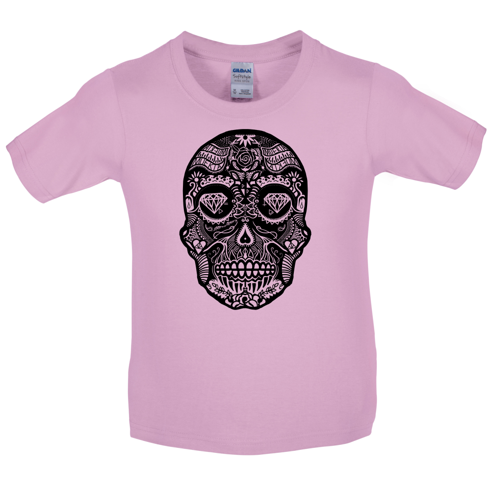 Mexican Sugar Candy Skull Kids T Shirt