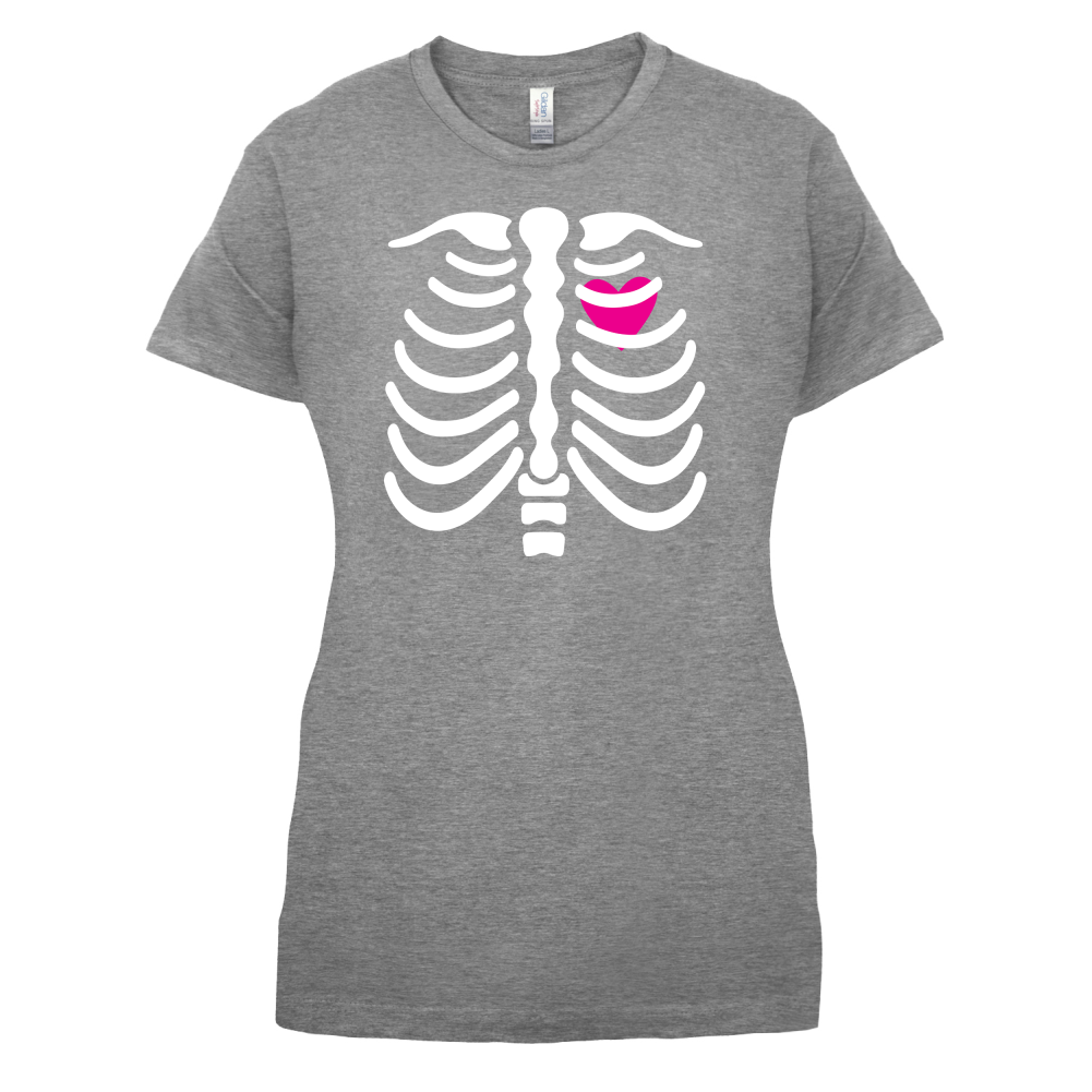 Pink Heart Skeleton T Shirt