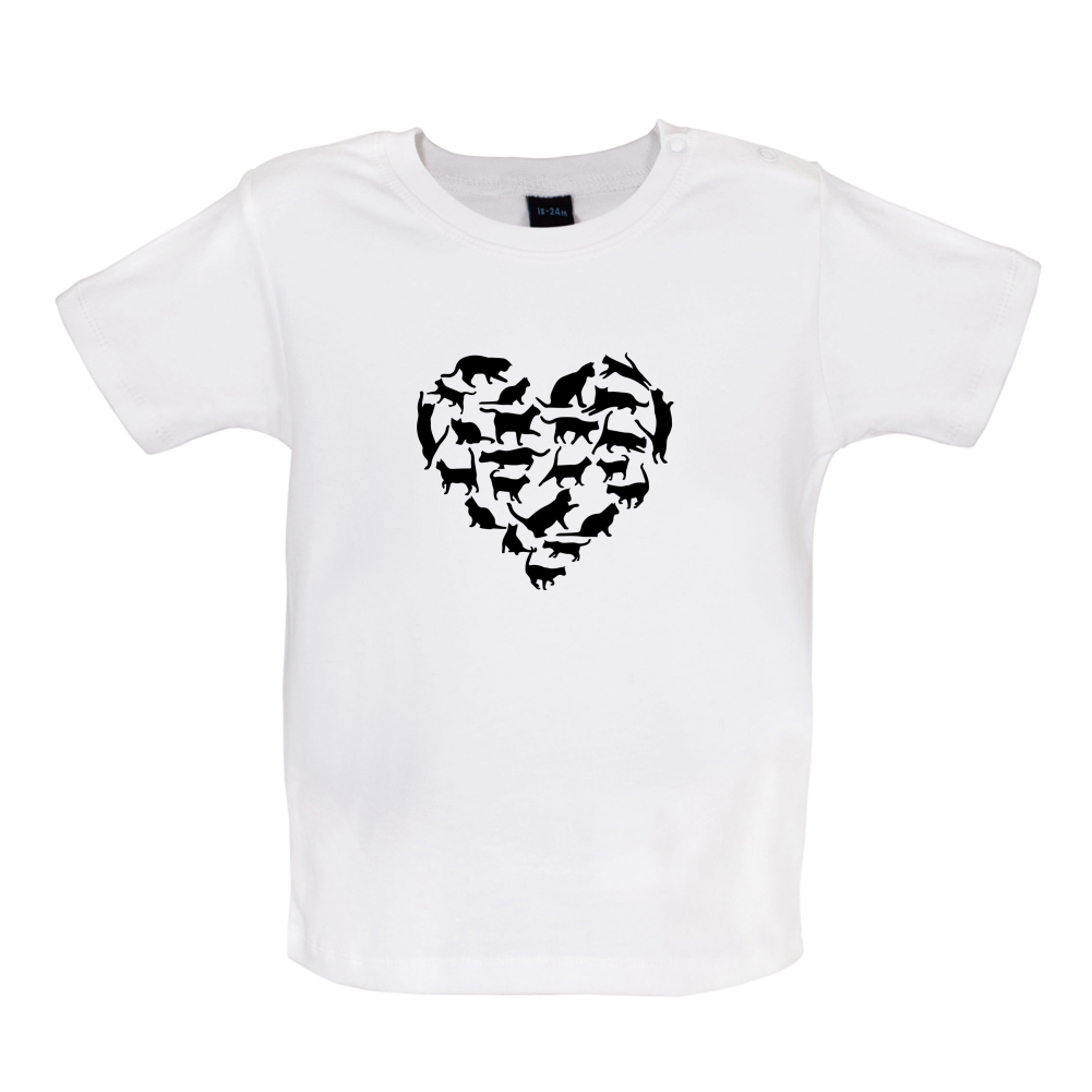 Love Heart Cats Baby T Shirt