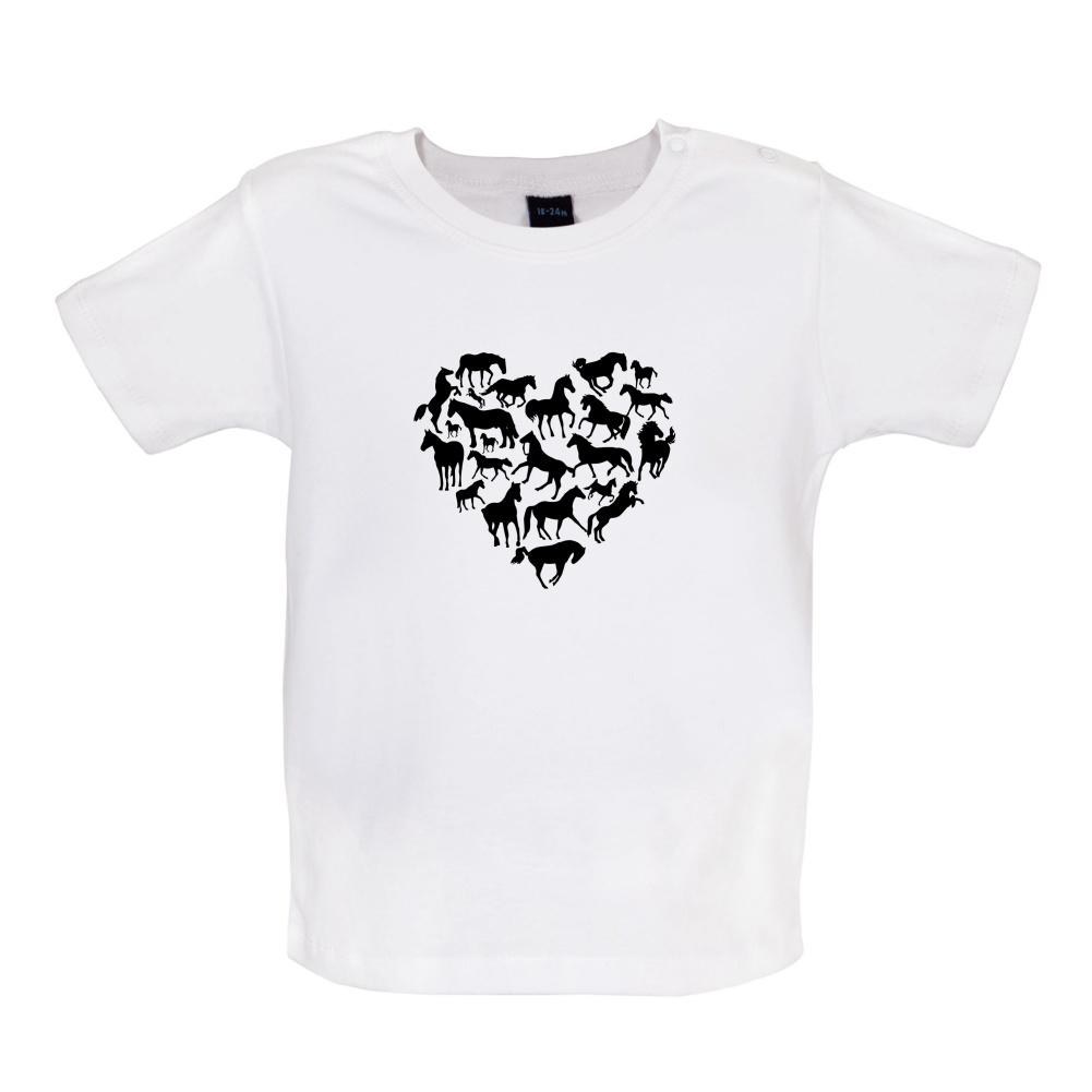 Love Heart Horse Baby T Shirt