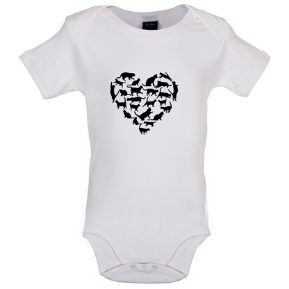 Love Heart Cats Baby T Shirt