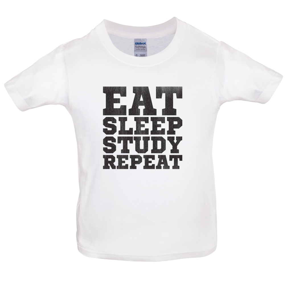 Eat Sleep Study Repeat Kids T Shirt