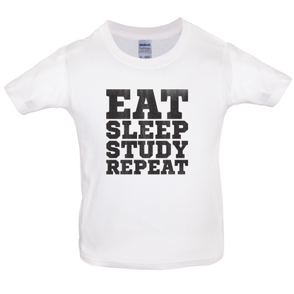Eat Sleep Study Repeat Kids T Shirt