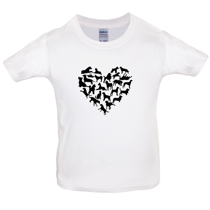 Love Heart Dogs Kids T Shirt