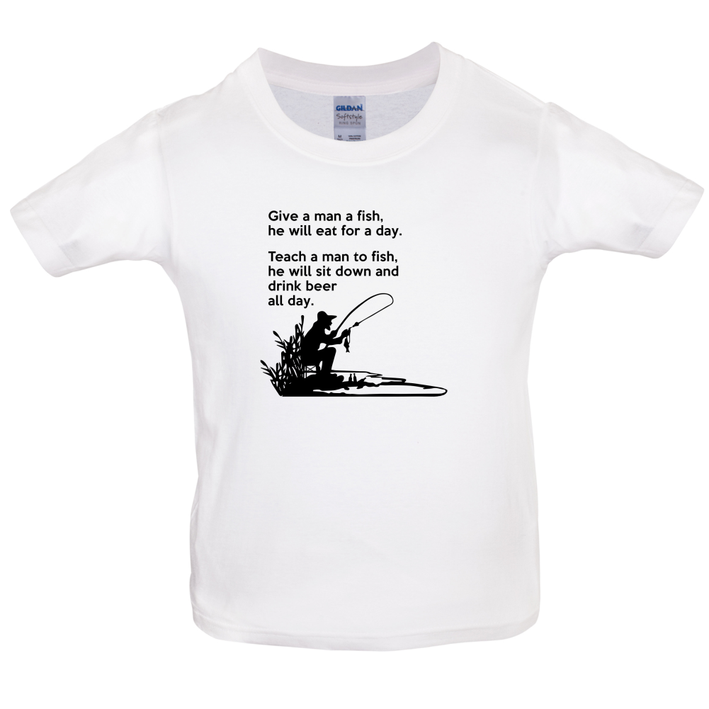 Fishing - He'll Drink Beer All Day Kids T Shirt