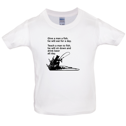 Fishing - He'll Drink Beer All Day Kids T Shirt
