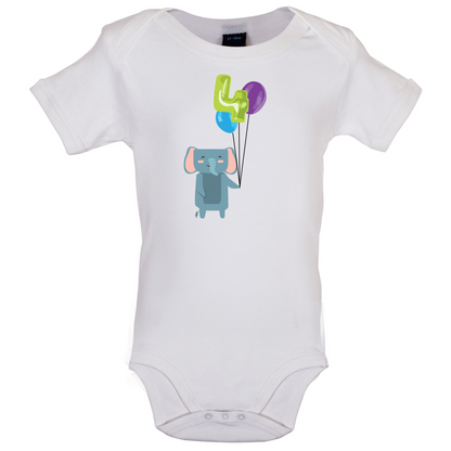4th Birthday Elephant Baby T Shirt