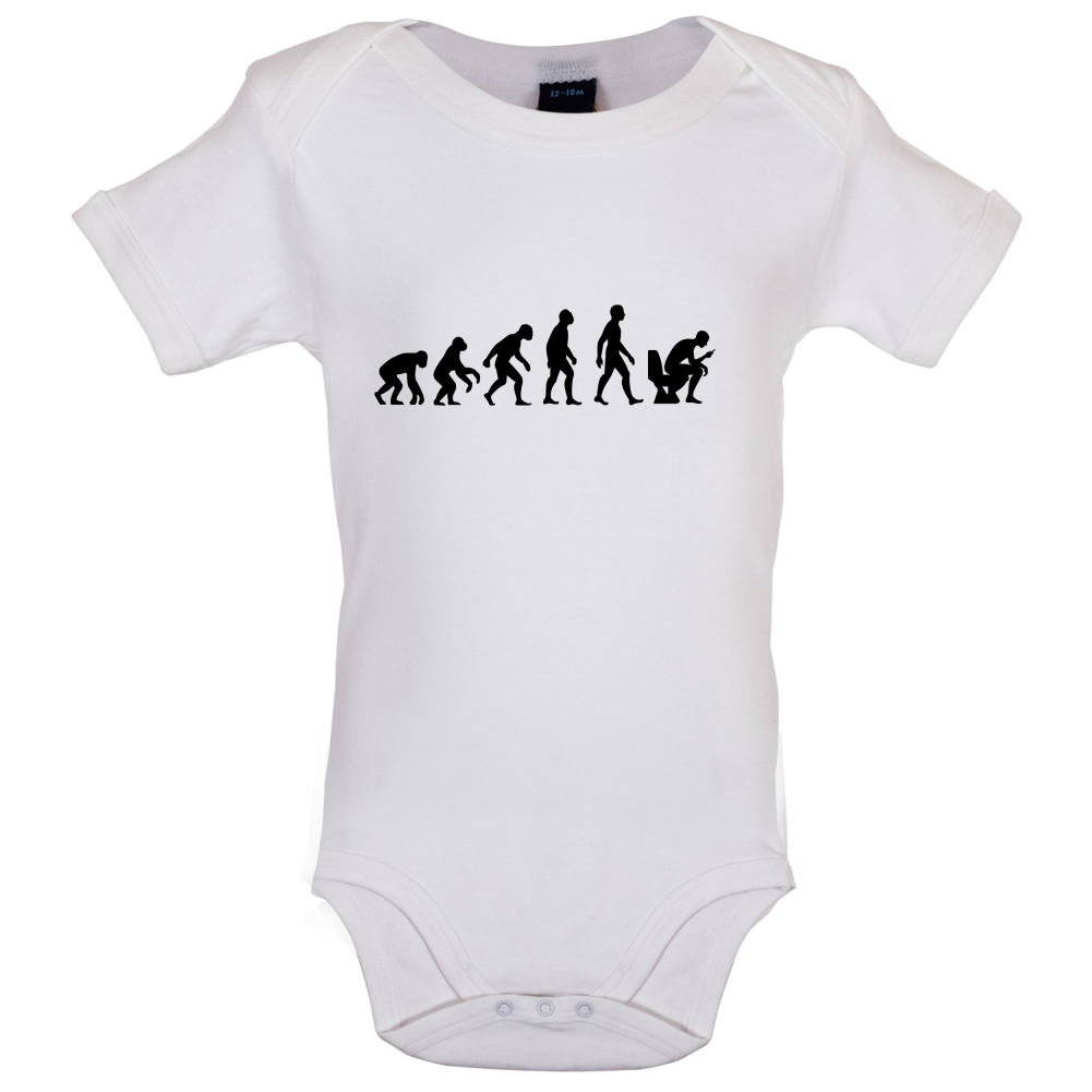 Evolution Of Man Phone On Toilet Baby T Shirt