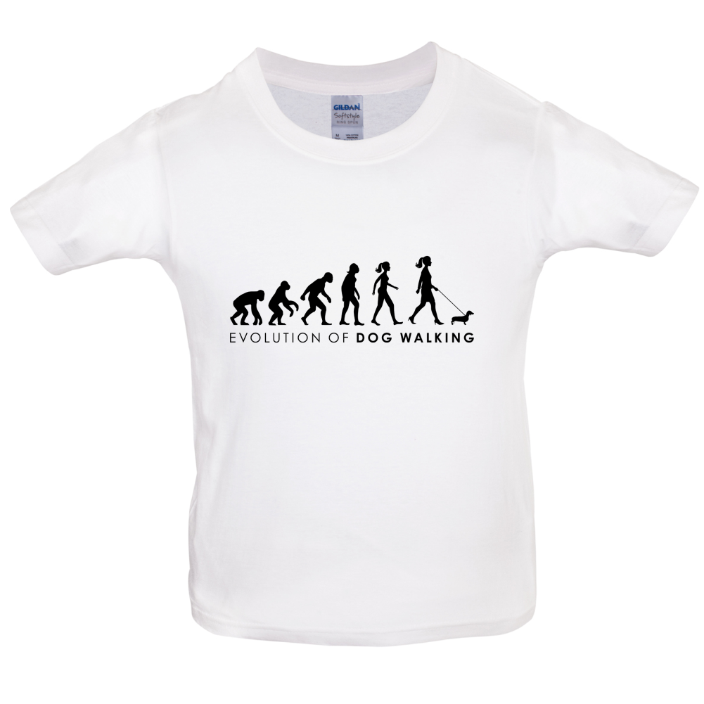Evolution Of Woman Dog Walking Kids T Shirt