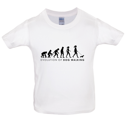 Evolution Of Woman Dog Walking Kids T Shirt