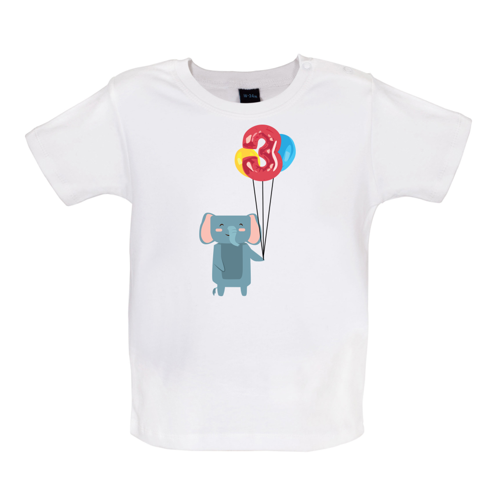 3rd Birthday Elephant Baby T Shirt