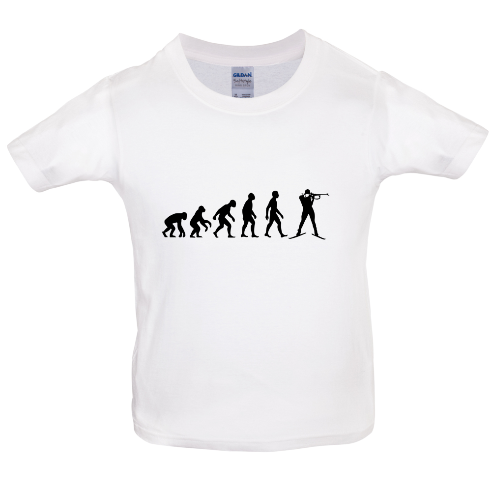 Evolution Of Man Biathlon Kids T Shirt