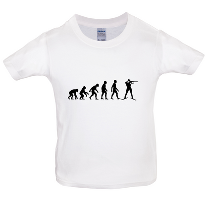Evolution Of Man Biathlon Kids T Shirt