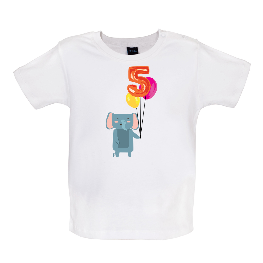 5th Birthday Elephant Baby T Shirt