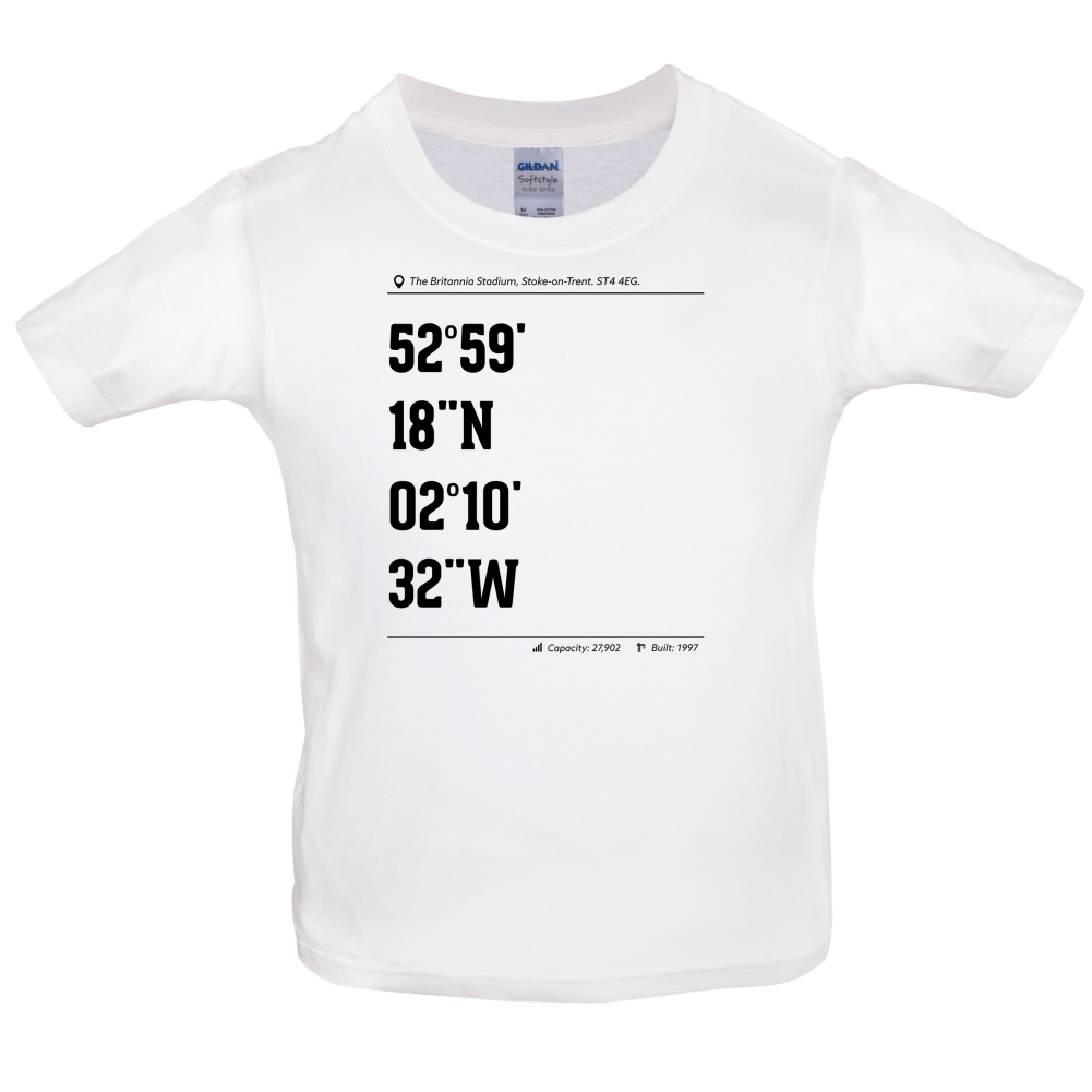 Stadium Coordinates Stoke  Kids T Shirt
