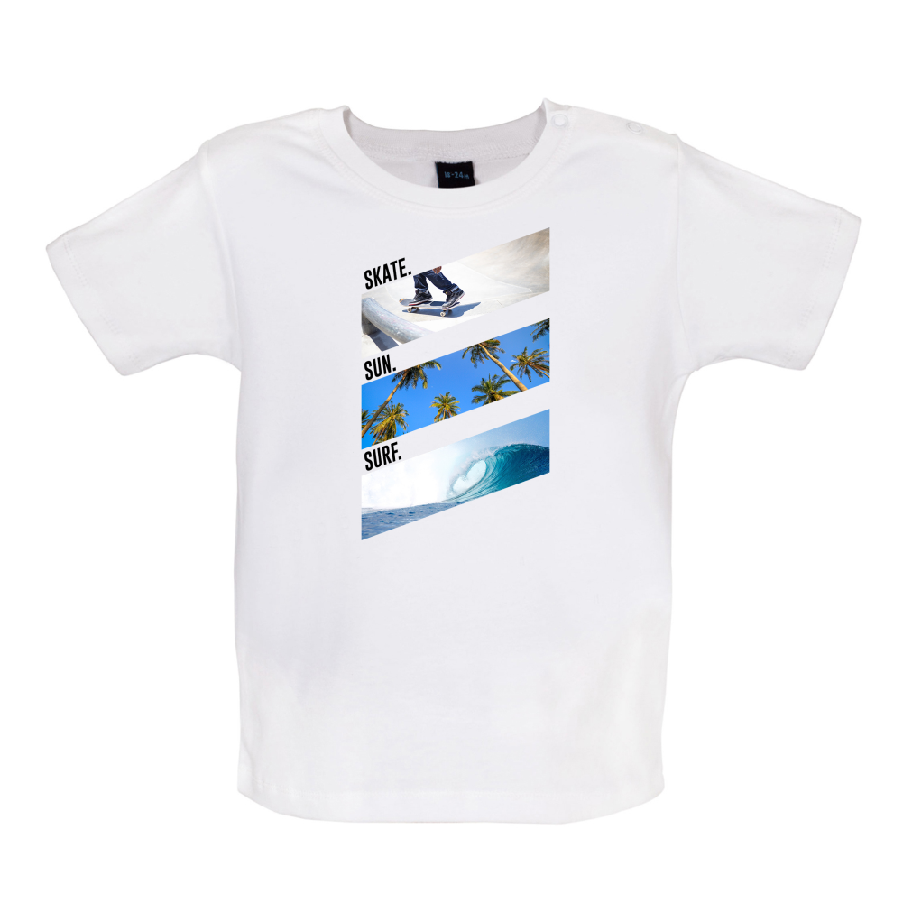 Skate Sun Surf Baby T Shirt
