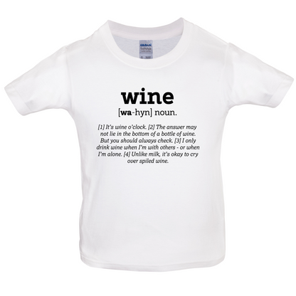 Definition Wine Kids T Shirt
