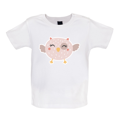 Smiley Face Baby Owl Baby T Shirt