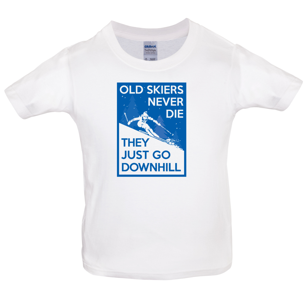 Skiers Go Downhill Kids T Shirt