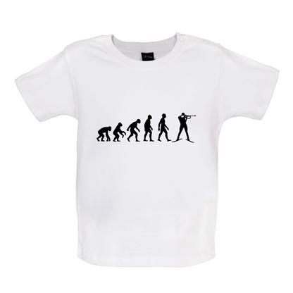 Evolution Of Man Biathlon Baby T Shirt