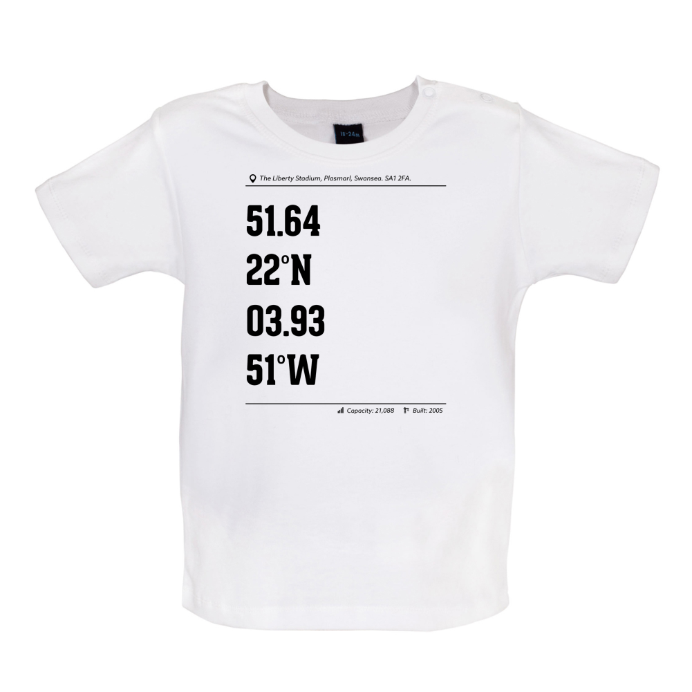 Stadium Coordinates Swansea Baby T Shirt