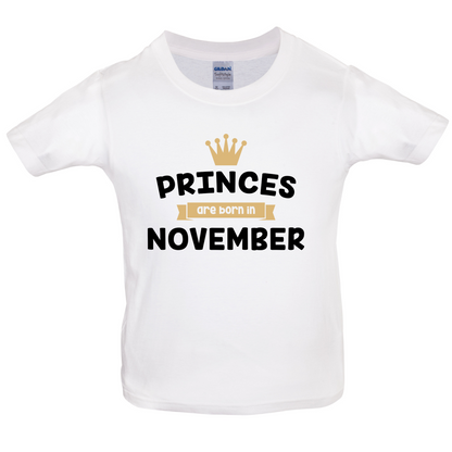 Princes Are Born In November Kids T Shirt